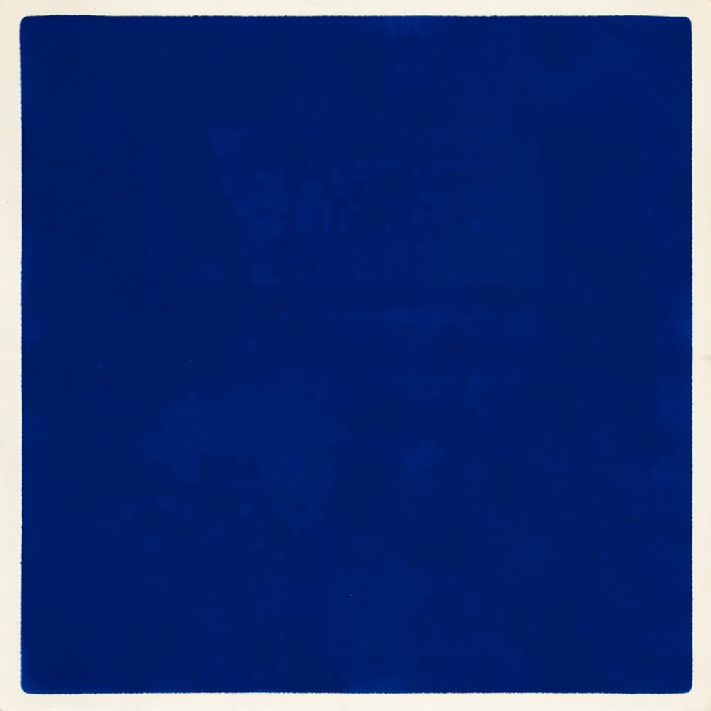 Matte gouache poster of an open ledger book with audio reels in cyan and deep blue, a calm, library-like mood