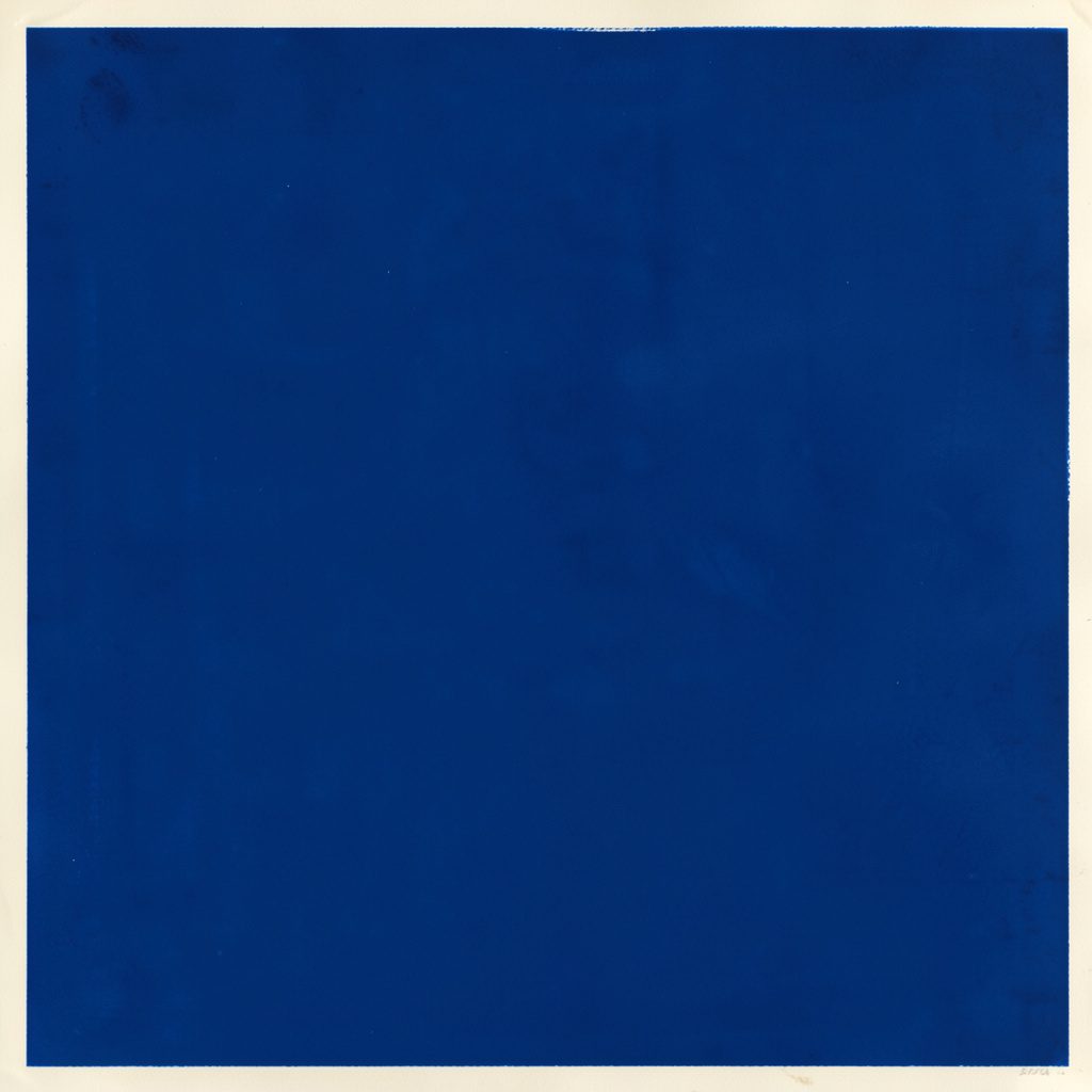 Matte gouache scene of a conference hall stage in deep blue and slate, a scholarly and archival atmosphere